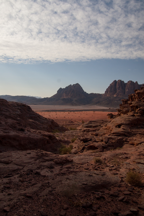 Camping in Wadi Rum, the sun begins to settle.  Jordan